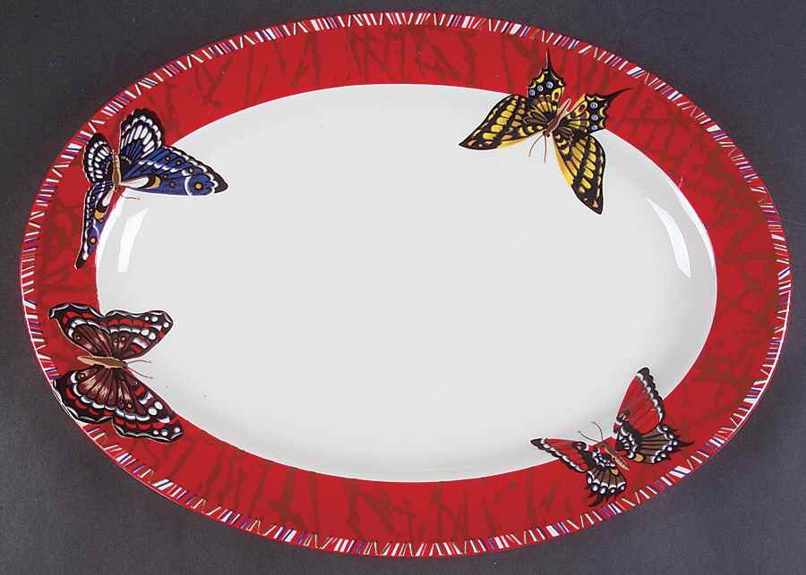 Maesto Red 14" Oval Serving Platter by Lynn's China-1