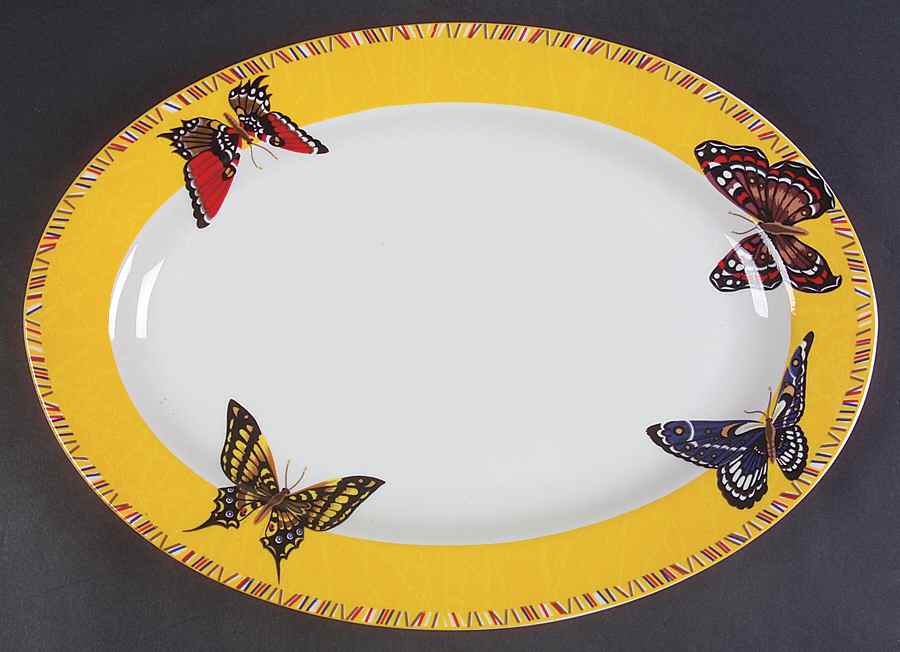 Maesto Yellow 14" Oval Serving Platter by Lynn's China-1