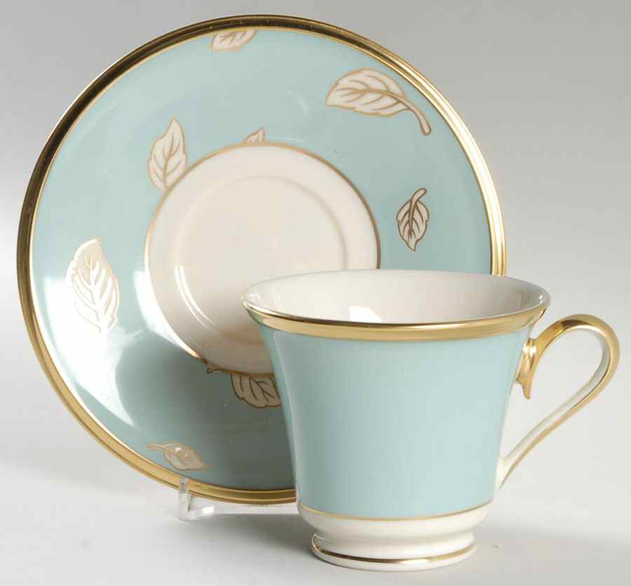 Aquamarine Footed Cup & Saucer Set by Lenox-1