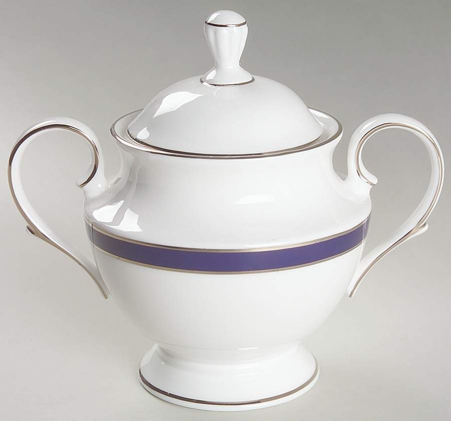 Federal Cobalt Platinum Sugar Bowl & Lid by Lenox-1
