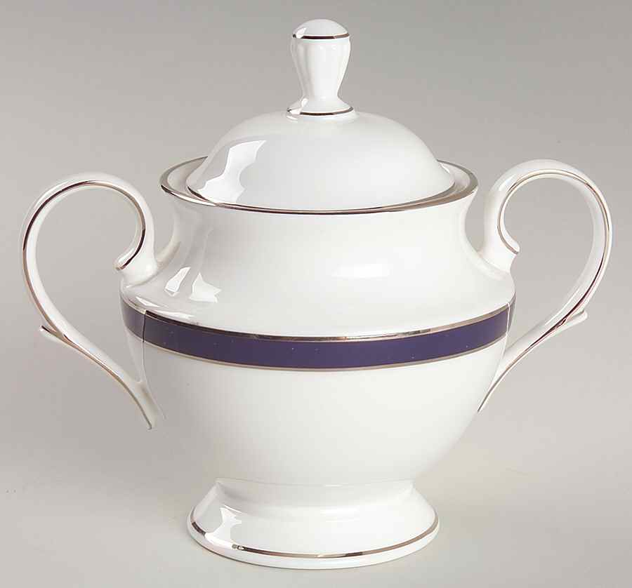 Federal Cobalt Platinum Sugar Bowl & Lid by Lenox-1