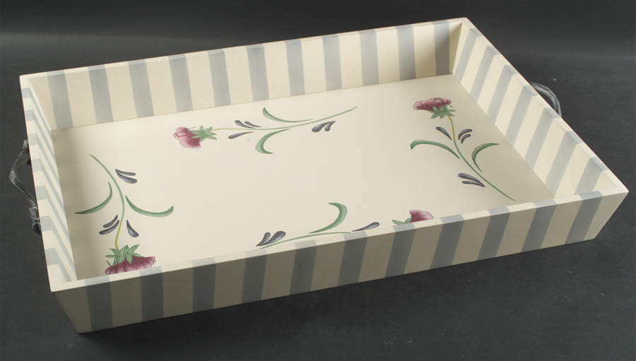 Poppies On Blue Botanical Rectangular Wood Tray by Lenox-1