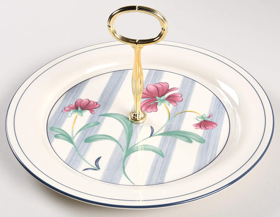 Poppies On Blue Botanical Round Serving Plate with Center Handle (Dp) Hc by Lenox-1