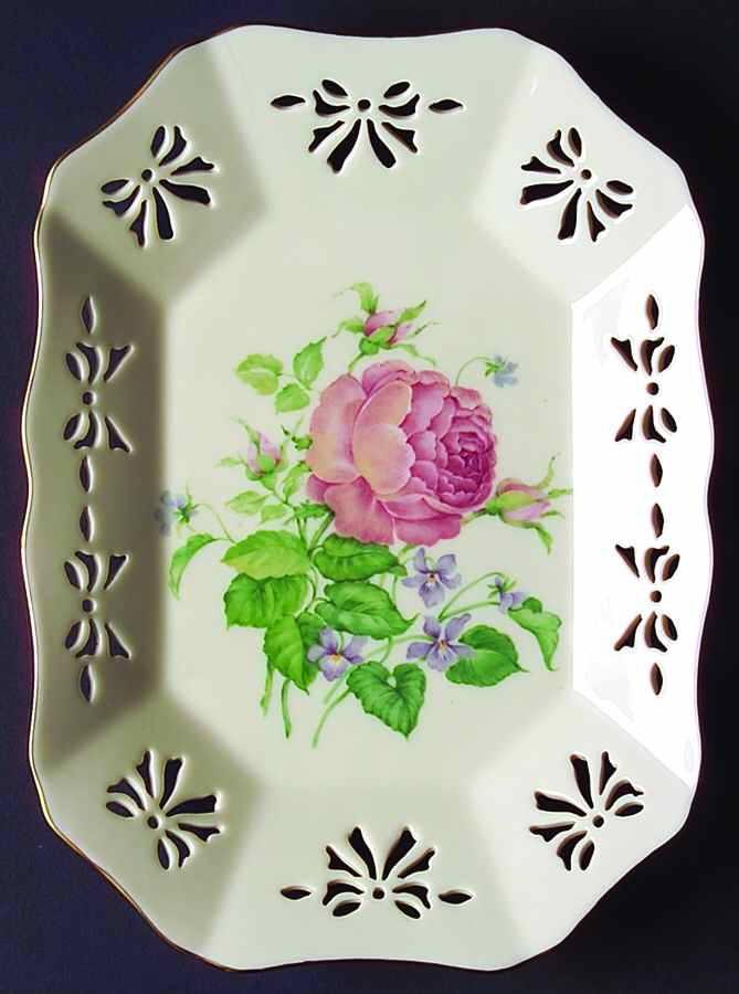 Victorian Rose Collection 9" Pierced Rectangular Tray by Lenox-1