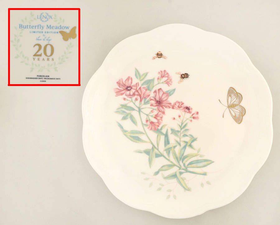 Butterfly Meadow Accent Luncheon Plate w/Gold Butterfly & 20th Ann by Lenox-1