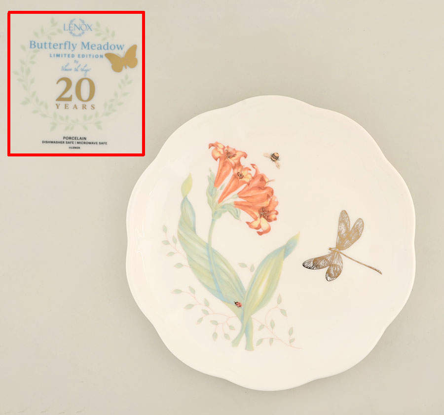 Butterfly Meadow Accent Luncheon Plate w/Gold Butterfly & 20th Ann by Lenox-1