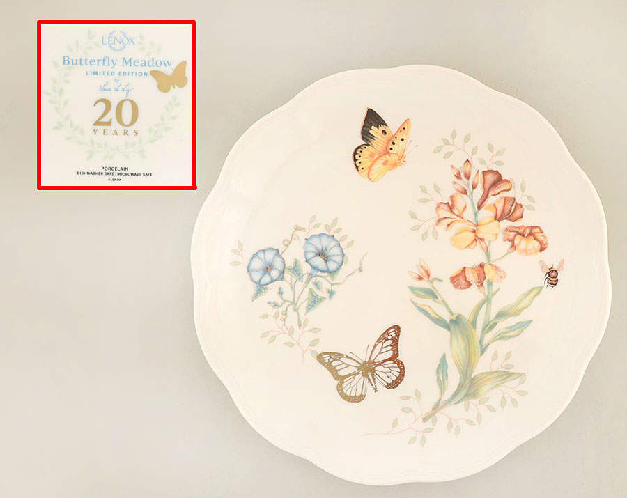 Butterfly Meadow Dinner Plate w/Gold Butterfly & 20th Anniv Bkstp by Lenox-1