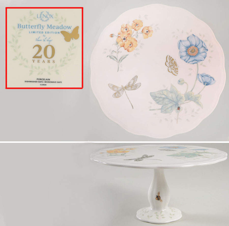 Butterfly Meadow 20th Anniversary 10" Pedestal Cake Stand by Lenox-1