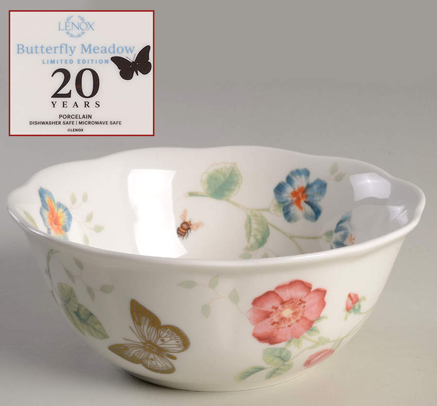 Butterfly Meadow 7" All Purpose Bowl 20th Anniversary Backstamp by Lenox-1