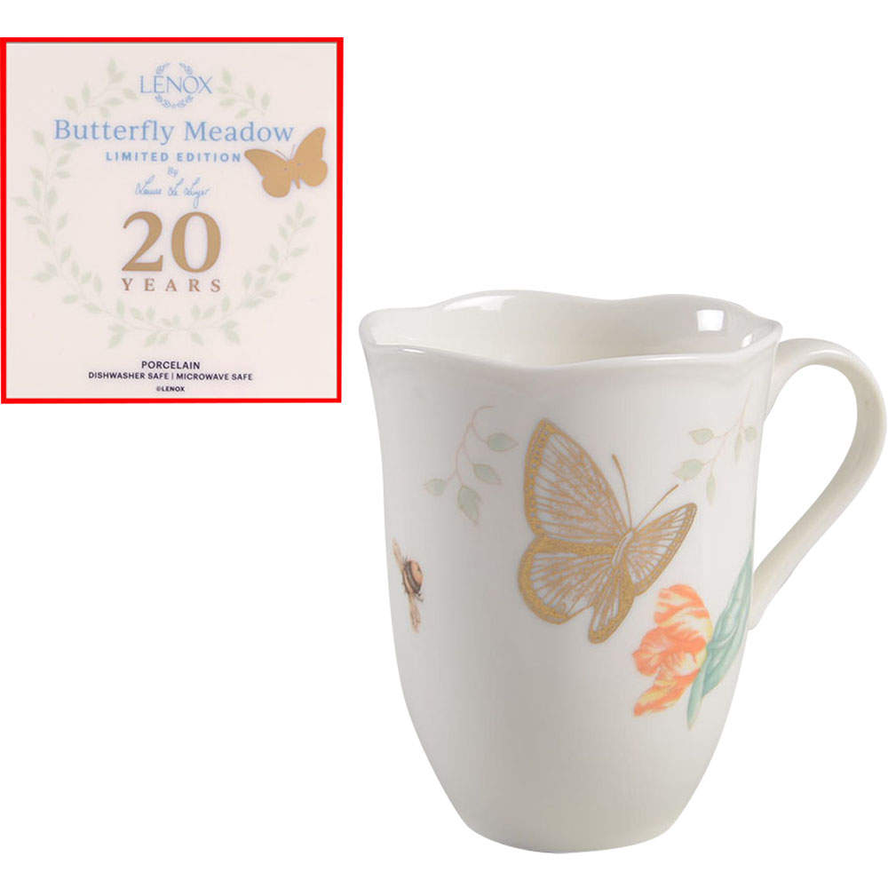 Butterfly Meadow Mug w/Gold Butterfly & 20th Anniversary Backstamp by Lenox-1