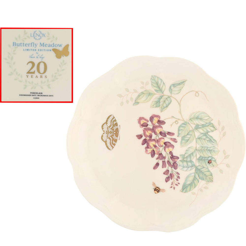 Butterfly Meadow Accent Luncheon Plate w/Gold Butterfly & 20th Ann by Lenox-1