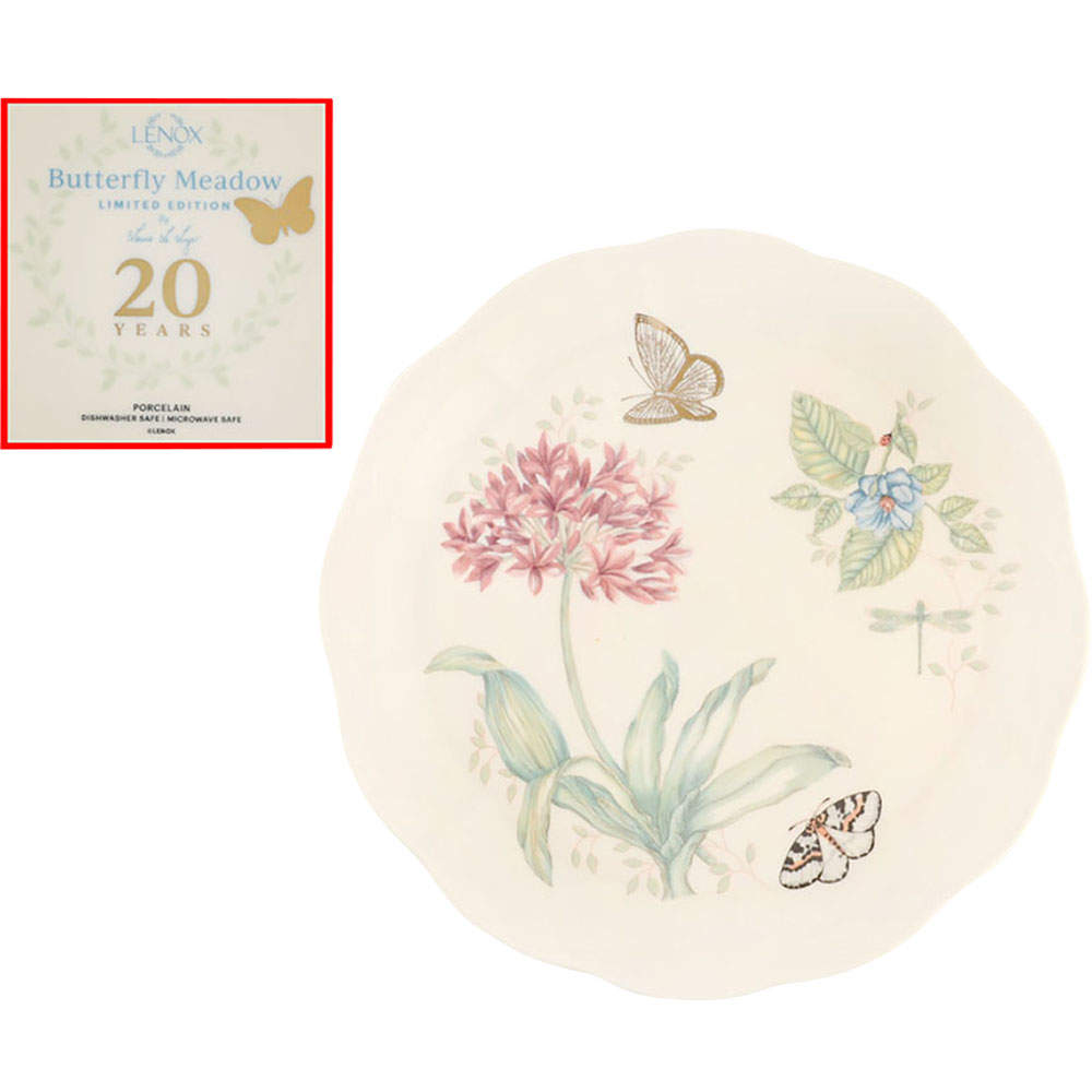 Butterfly Meadow Dinner Plate w/Gold Butterfly & 20th Anniv Bkstp by Lenox-1