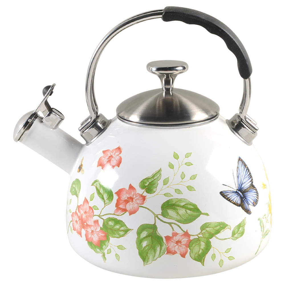 Butterfly Meadow Metal Whistler Kettle & Lid by Lenox-1