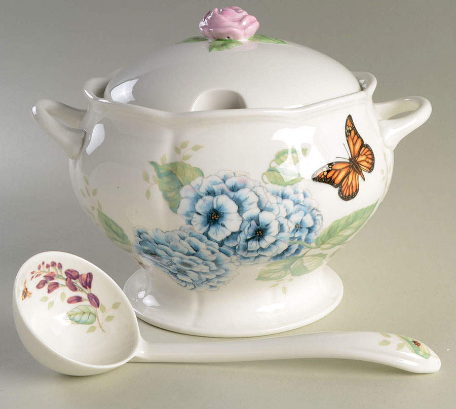 Butterfly Meadow Tureen & Lid w/Ladle by Lenox-1