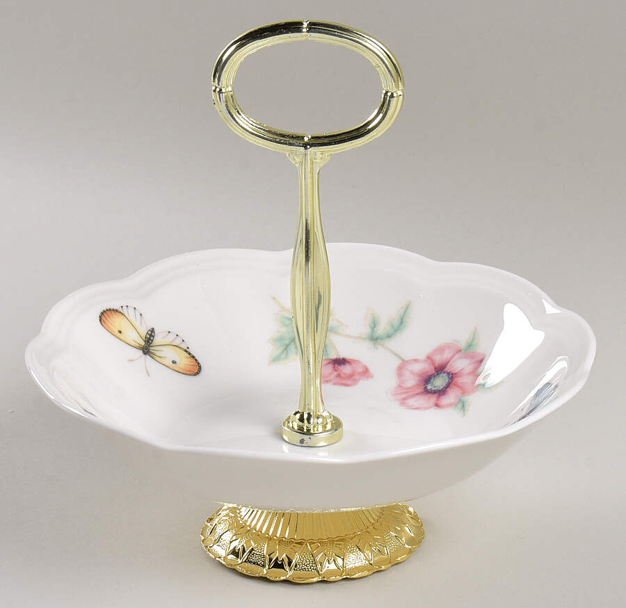 Butterfly Meadow 6"-7" Handled Footed Nut Dish HC by Lenox-1