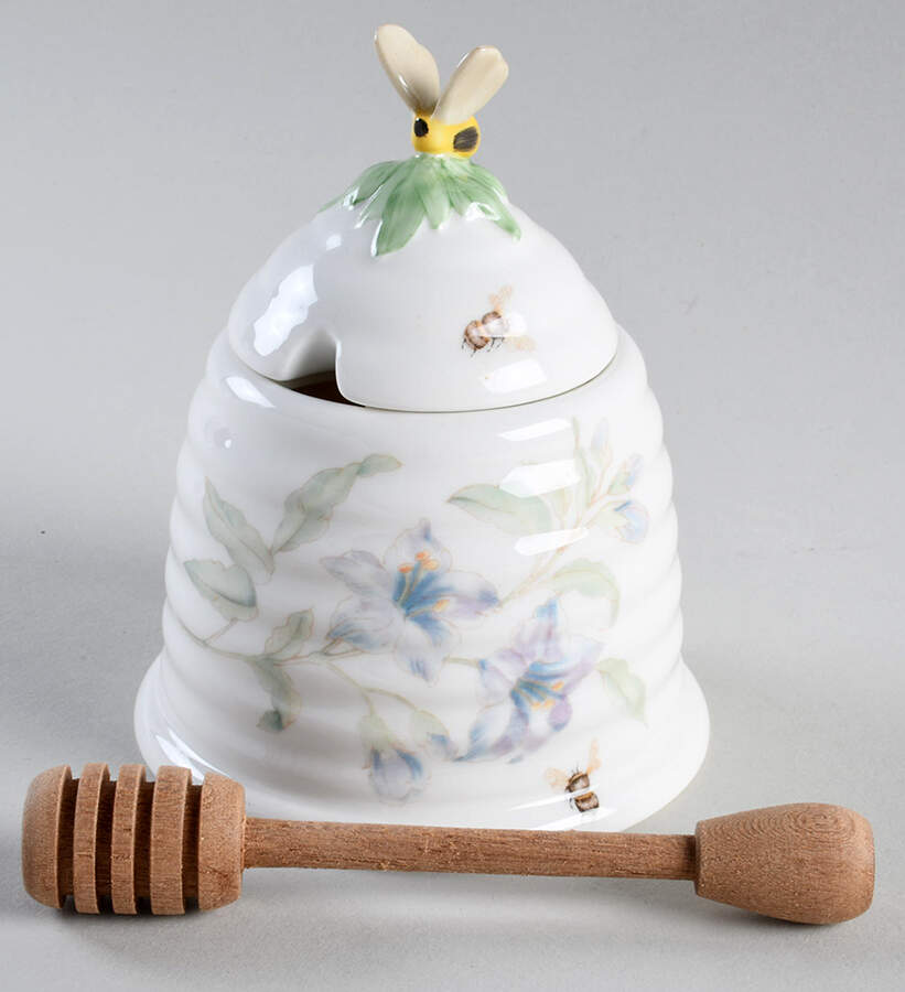Butterfly Meadow Honey Pot with Lid and Spoon/Dipper by Lenox-1