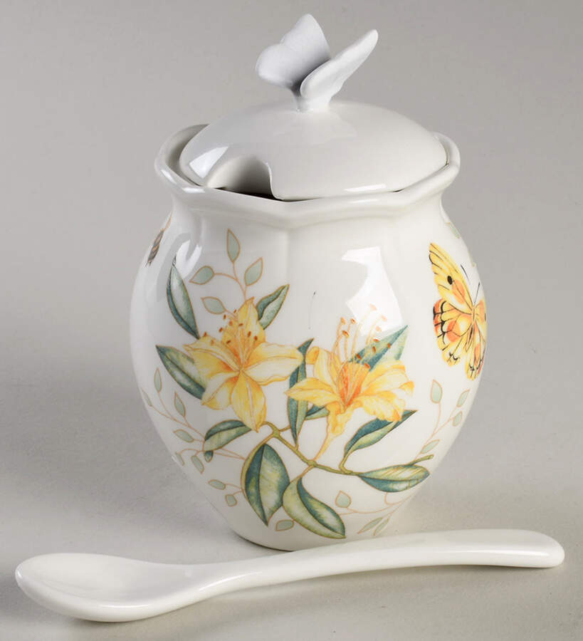 Butterfly Meadow Condiment Jar & Lid w/Spoon by Lenox-1