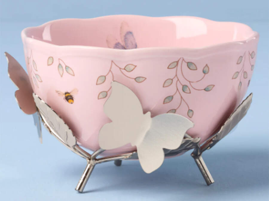 Butterfly Meadow 4" Round Bowl & Metal Stand by Lenox-1
