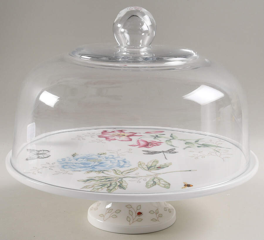 Butterfly Meadow 25th Anniversary Cake Stand & Glass Dome by Lenox-1