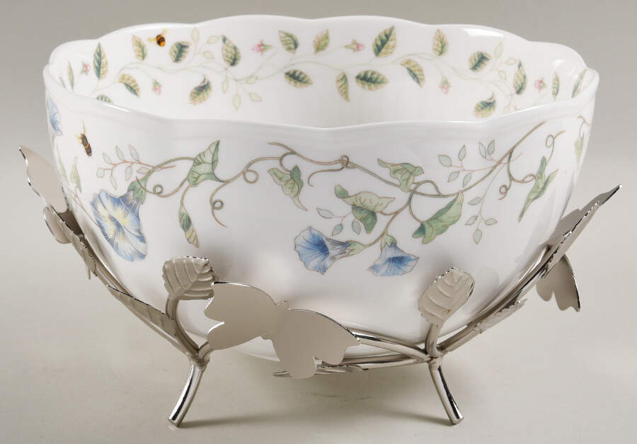 Butterfly Meadow 25th Anniversary Bowl & Metal Stand by Lenox-1