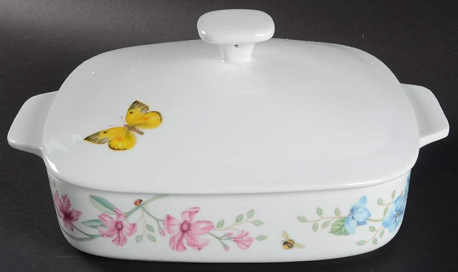 Butterfly Meadow 2 Quart Square Casserole with Ceramic Lid by Lenox-1