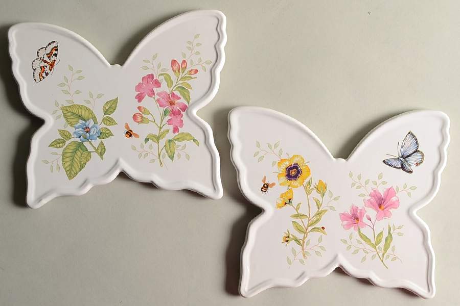 Butterfly Meadow Set of 2 Motif Trivets (#5 & 6) by Lenox-1