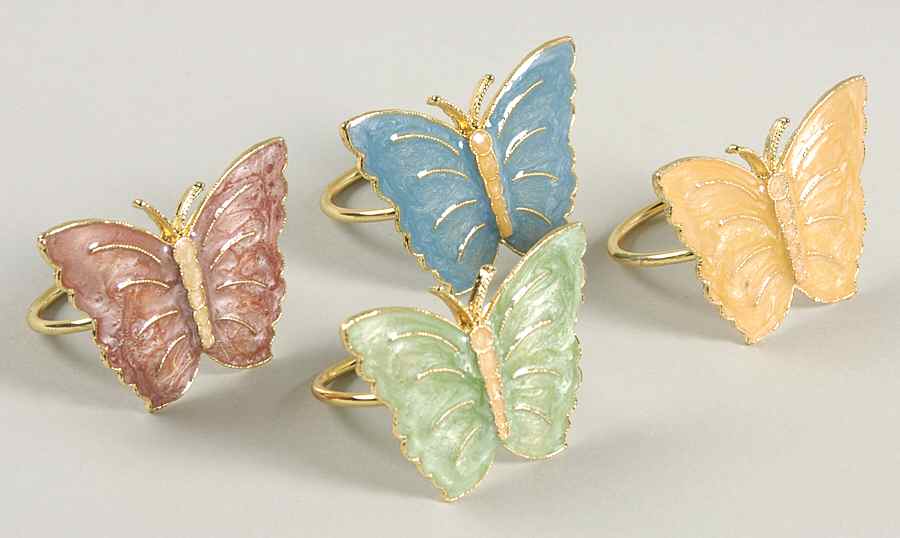 Butterfly Meadow Metal Napkin Ring - Set of 4 Motifs by Lenox-1