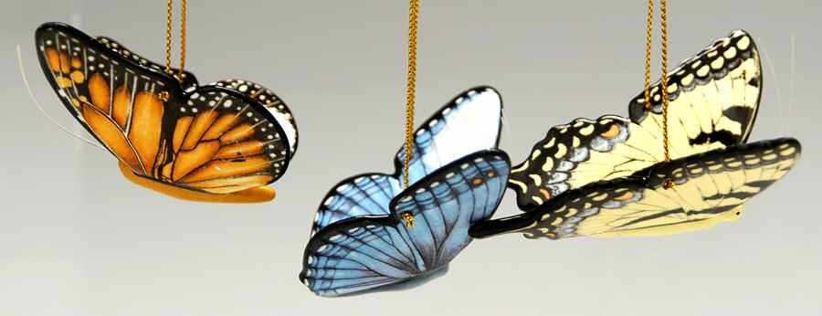 Butterfly Meadow Set of 3 Motif Ornaments by Lenox-1