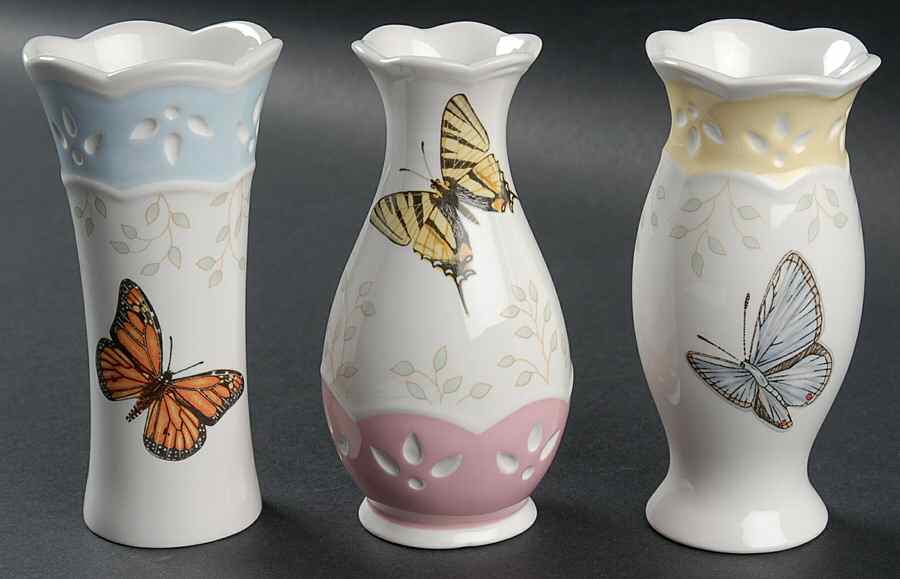 Butterfly Meadow Set of 3 Motif 4" Vase by Lenox-1