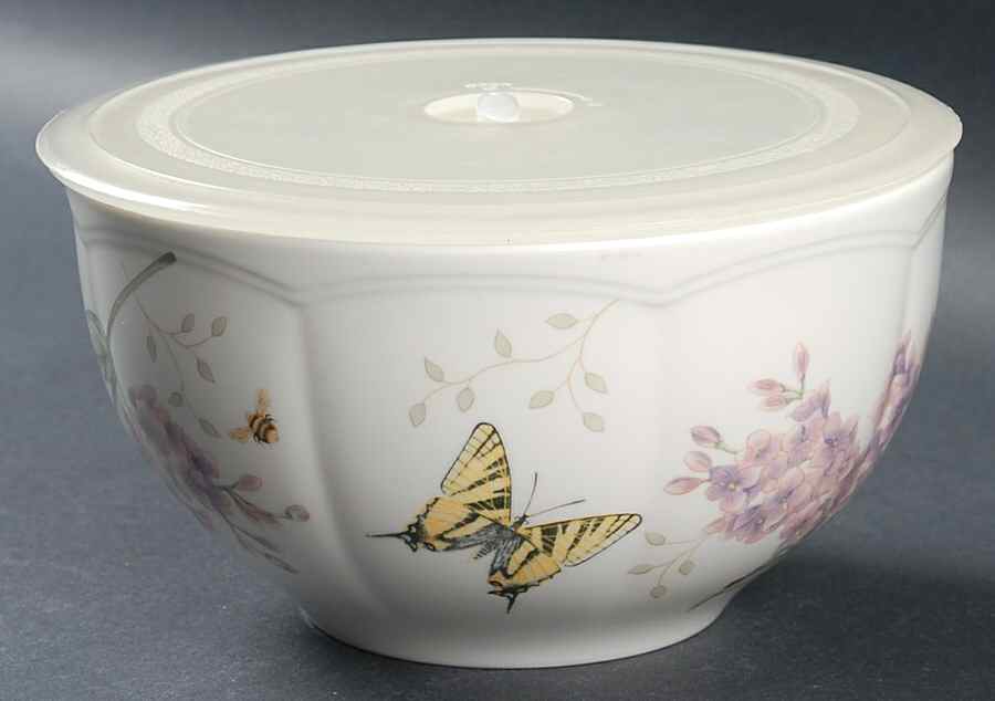 Butterfly Meadow Large Ceramic Bowl & Plastic Lid by Lenox-1