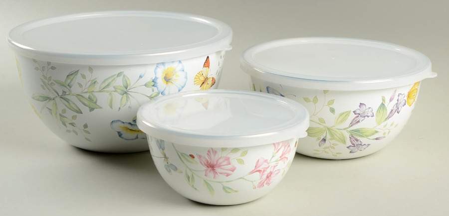 Butterfly Meadow (3 Pc) Metal Bowl w/Plastic Lid(5 3/4,7 1/4,8 3/4) by Lenox-1