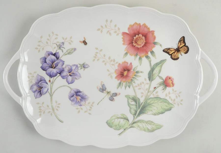 Butterfly Meadow 19" Rectangular Handled Serving Platter by Lenox-1