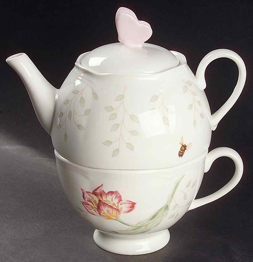 Butterfly Meadow Individual Teapot & Lid with Cup by Lenox-1