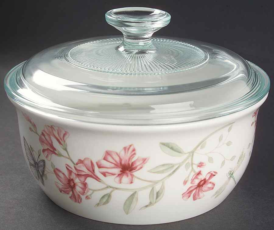 Butterfly Meadow 1.5 Qt Round Covered Casserole with Glass Lid by Lenox-1