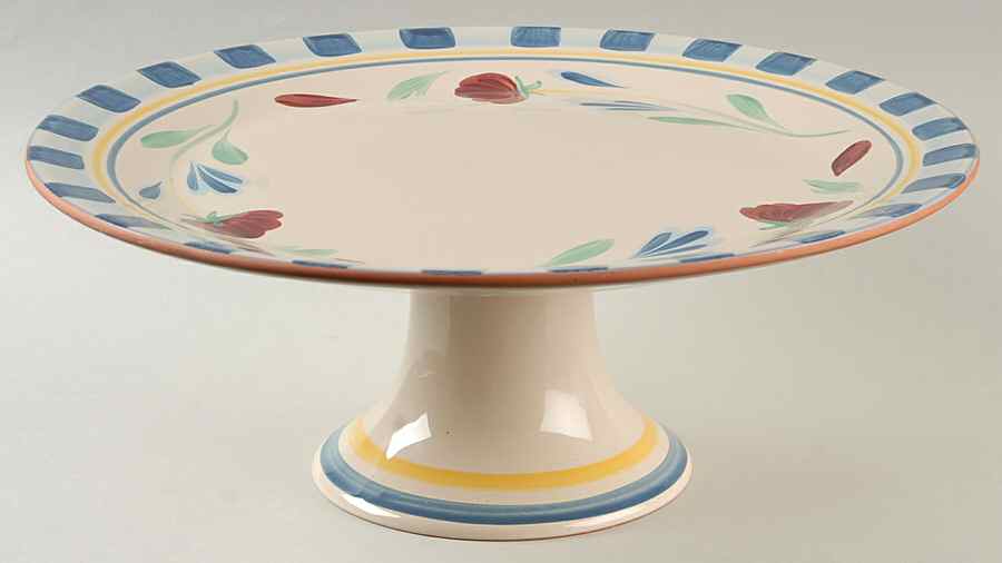 Poppies On Blue Terra Cotta 14" Diameter Pedestal Cake Stand by Lenox-1