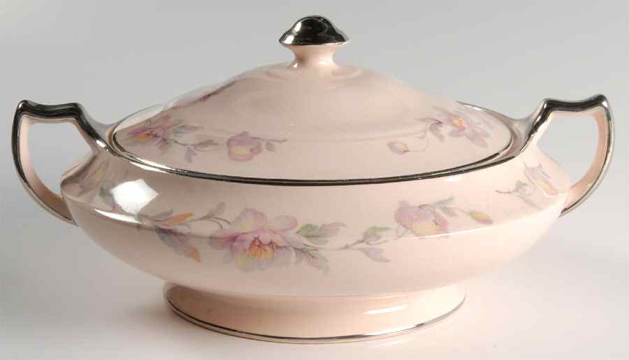 Silver Moon Peach Round Covered Vegetable by Limoges-American-1