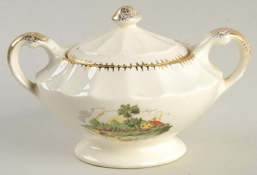 Chateau France (FIligree 1KGFE) Sugar Bowl & Lid by Limoges-American-1