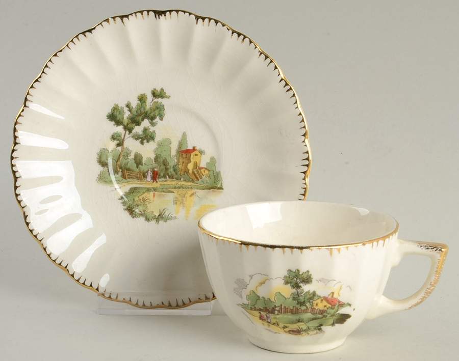 Chateau France (FIligree 1KGFE) Flat Cup & Saucer Set by Limoges-American-1