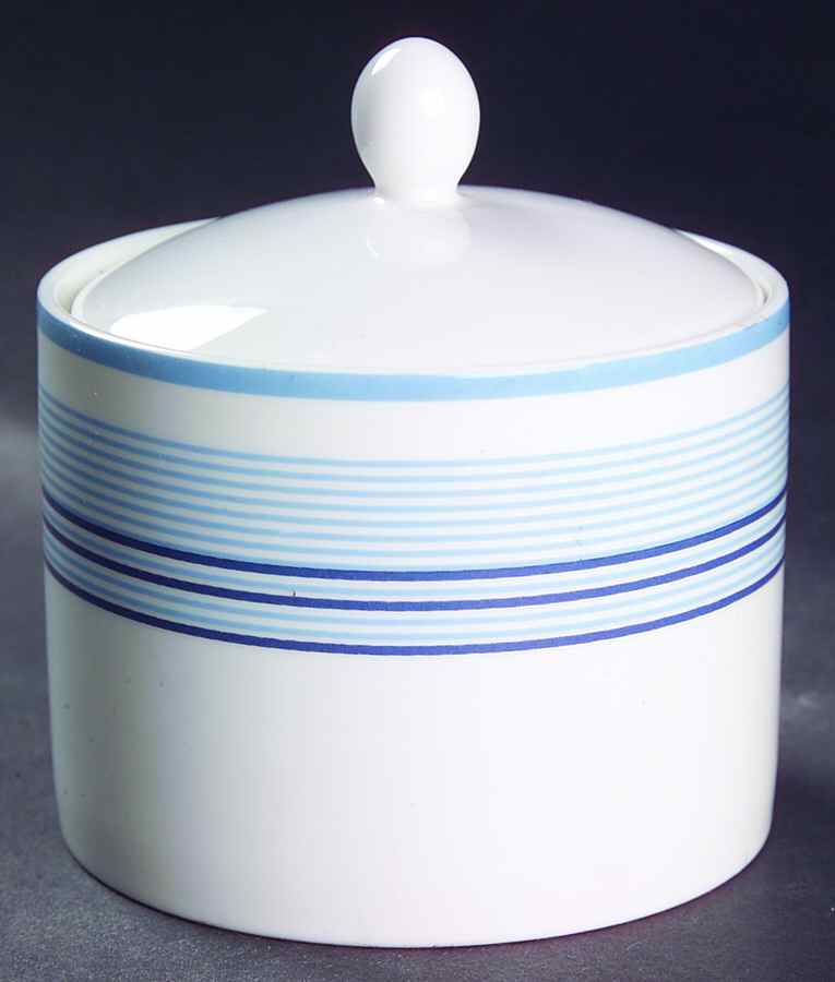 Shirting Stripe Blue Sugar Bowl & Lid by Ralph Lauren China-1
