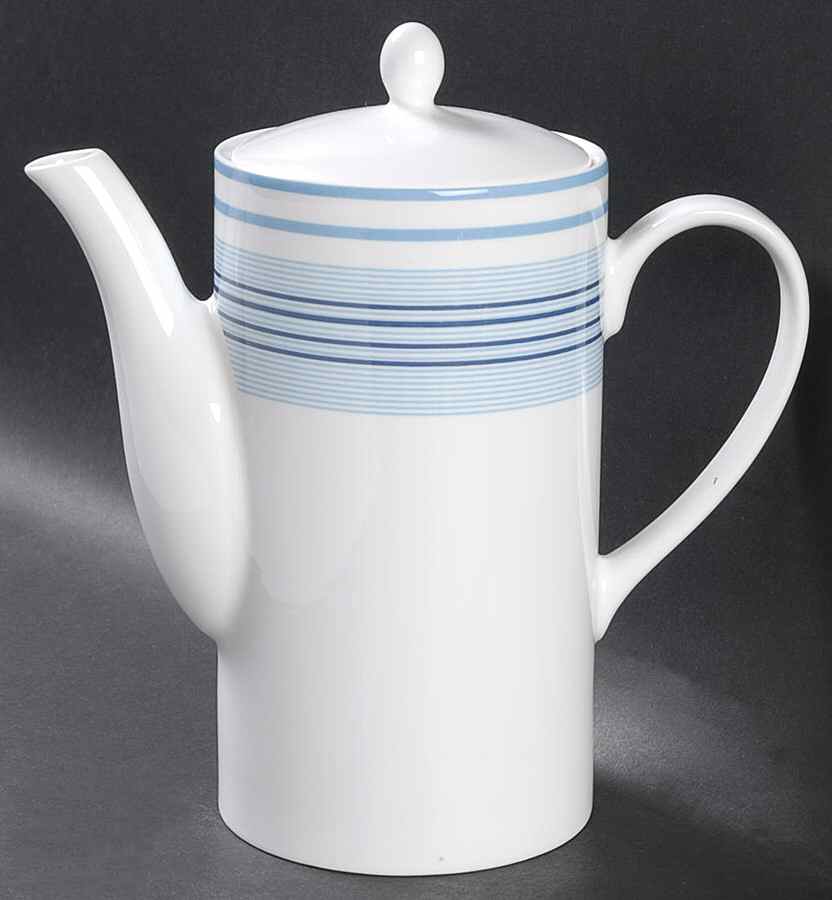 Shirting Stripe Blue Coffee Pot & Lid by Ralph Lauren China-1