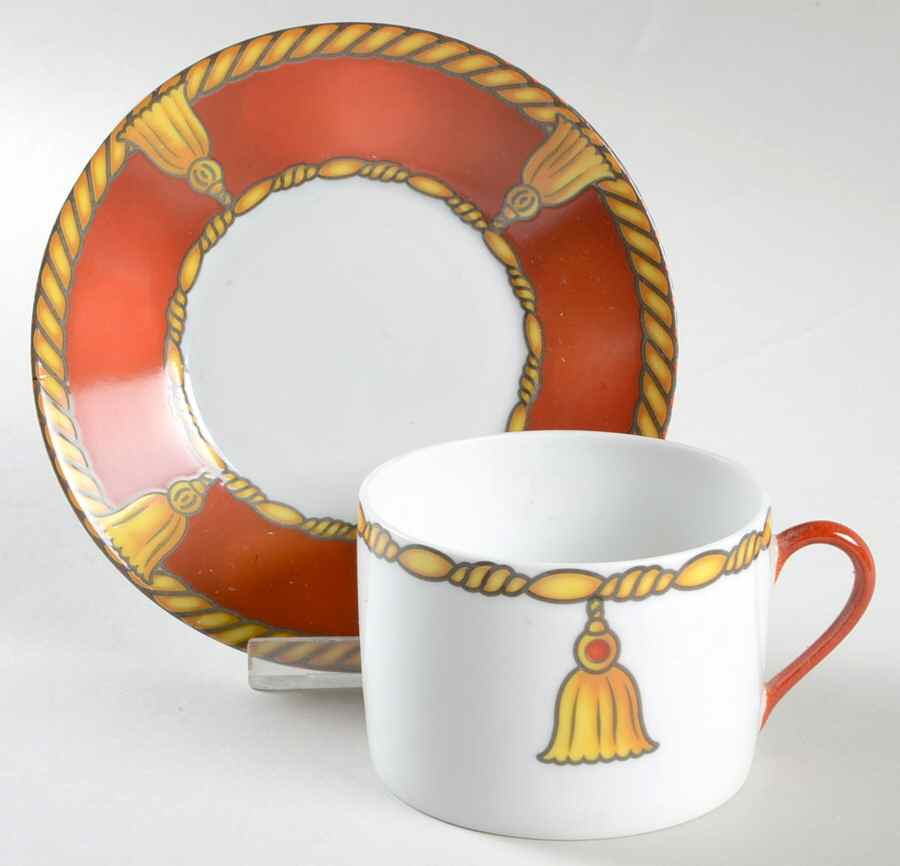 Ali Baba Rust Flat Cup & Saucer Set by Laure Japy-1