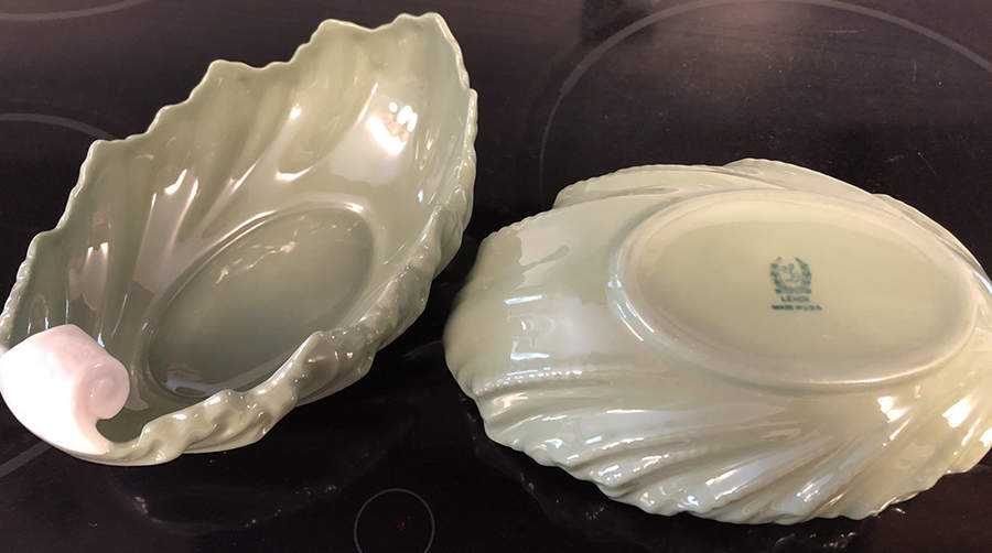 Shell Bowl Collection Celedon and White 8" Shell Shaped Bowl by Lenox-1