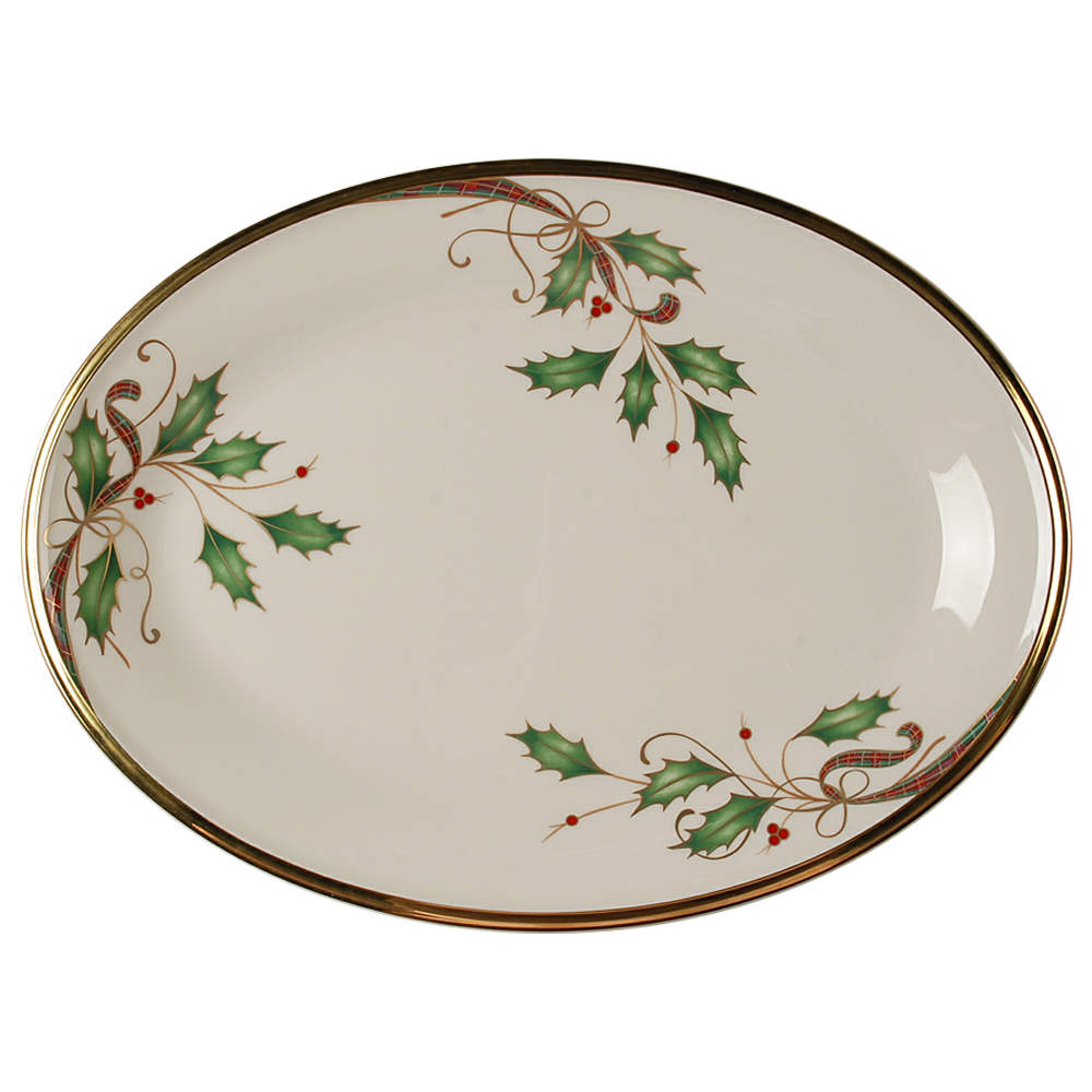 Holiday Nouveau Gold 13" Oval Serving Platter by Lenox-1