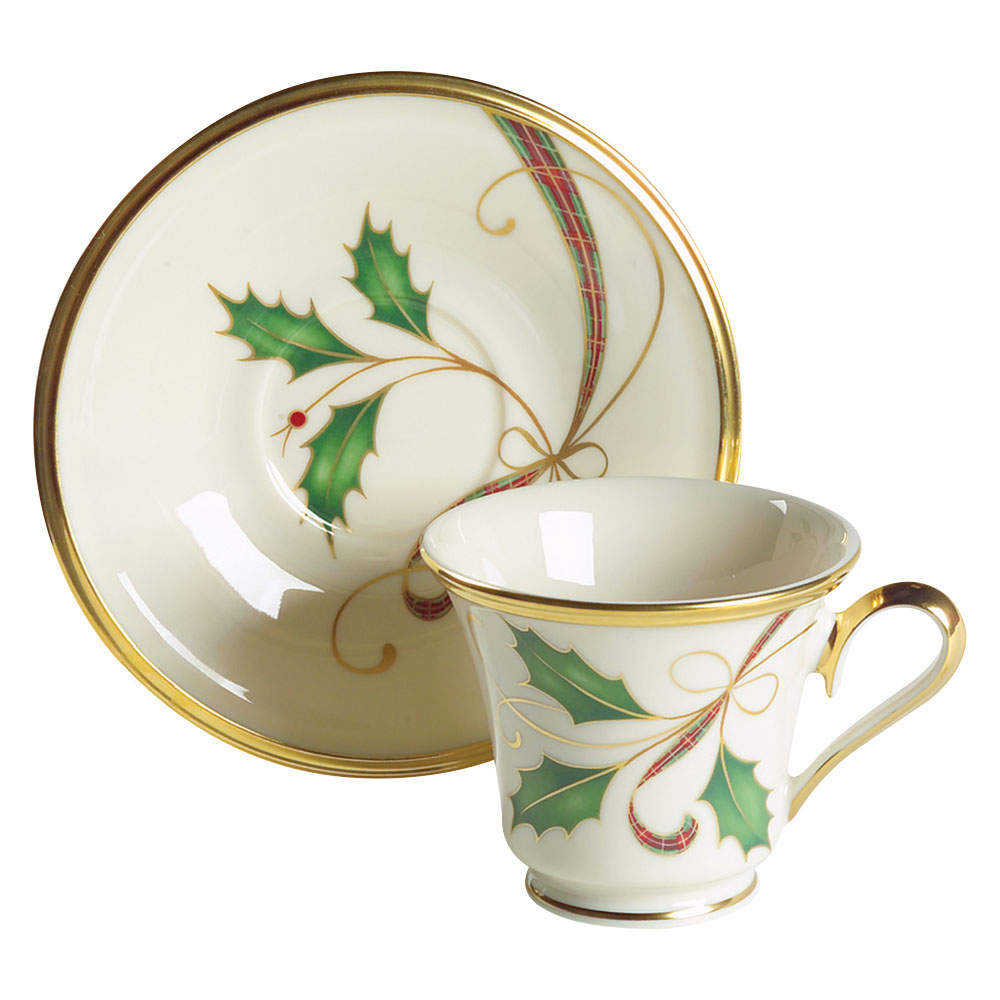 Holiday Nouveau Gold Accent Footed Cup & Saucer Set by Lenox-1