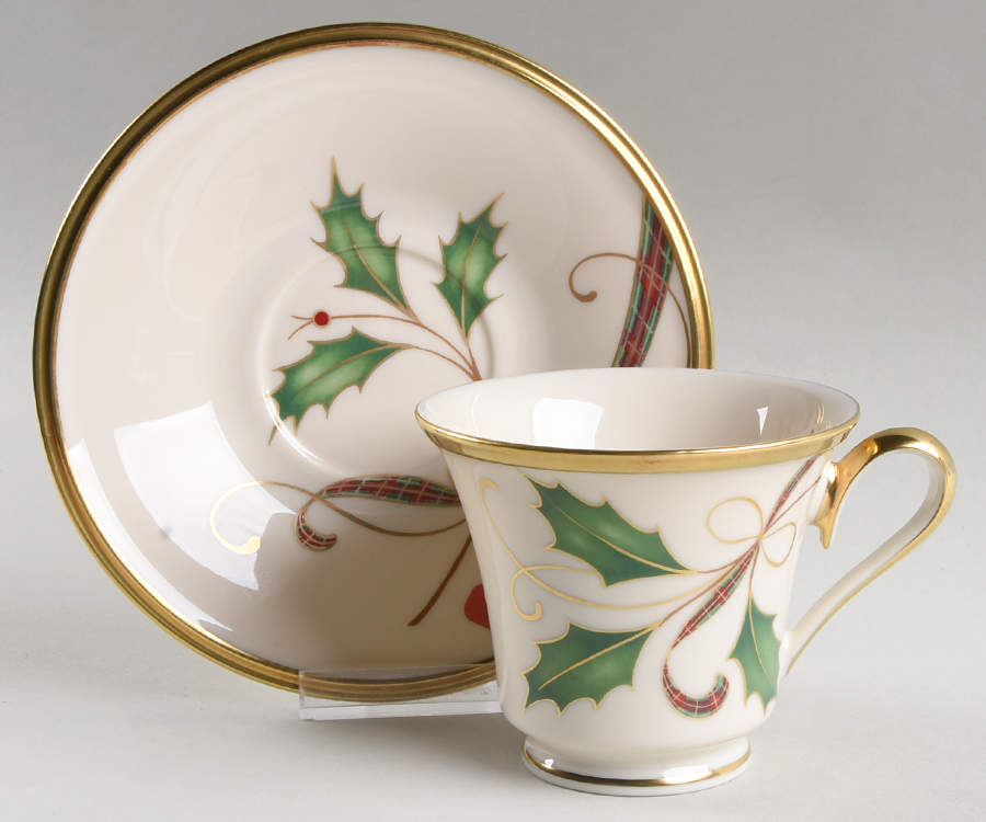 Holiday Nouveau Gold Accent Footed Cup & Saucer Set by Lenox-1