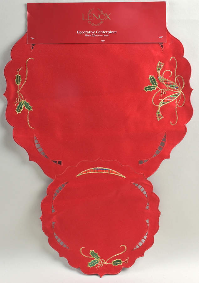 Holiday Nouveau Gold 16" X 32" Cloth Centerpiece Runner by Lenox-1
