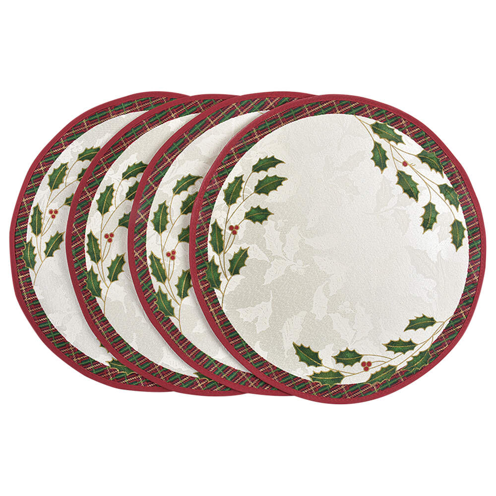 Holiday Nouveau Gold Round Cloth Placemat - Set of 4 by Lenox-1