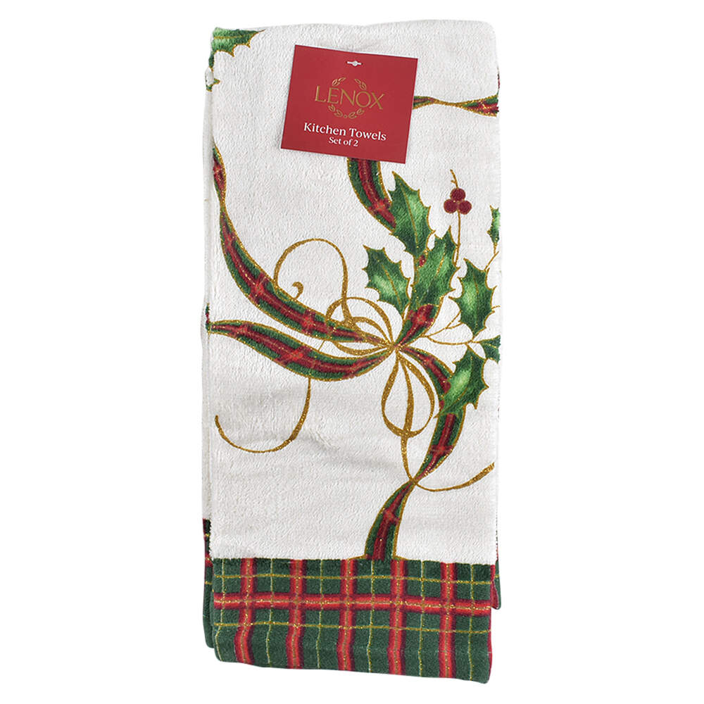 Holiday Nouveau Gold Cloth Kitchen Towels - Set of 2 by Lenox-1