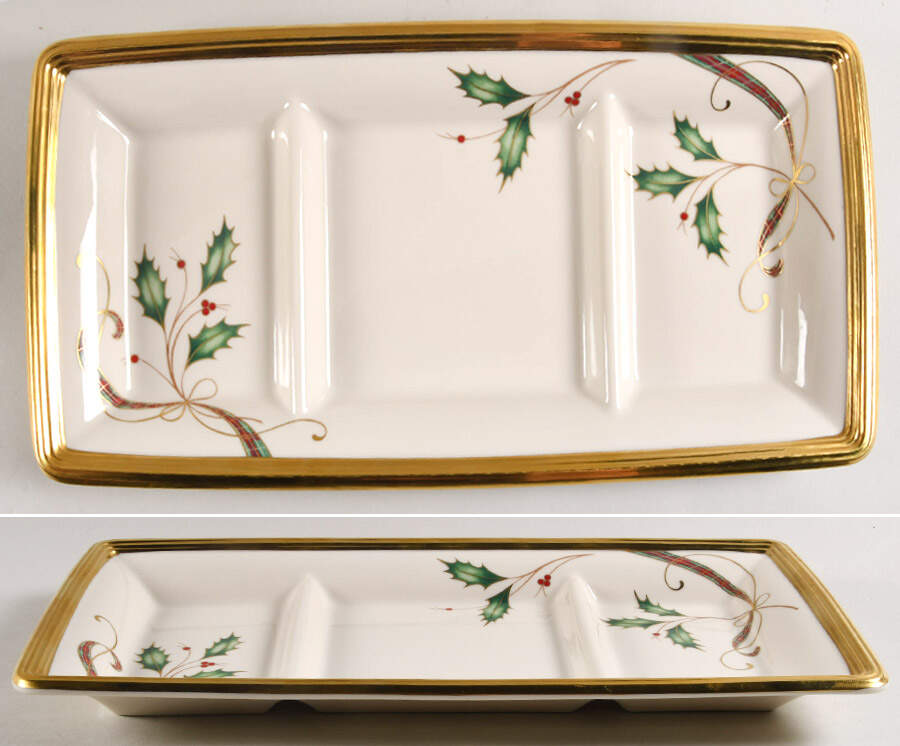 Holiday Nouveau Gold 3-Part Rectangular Divided Server by Lenox-1
