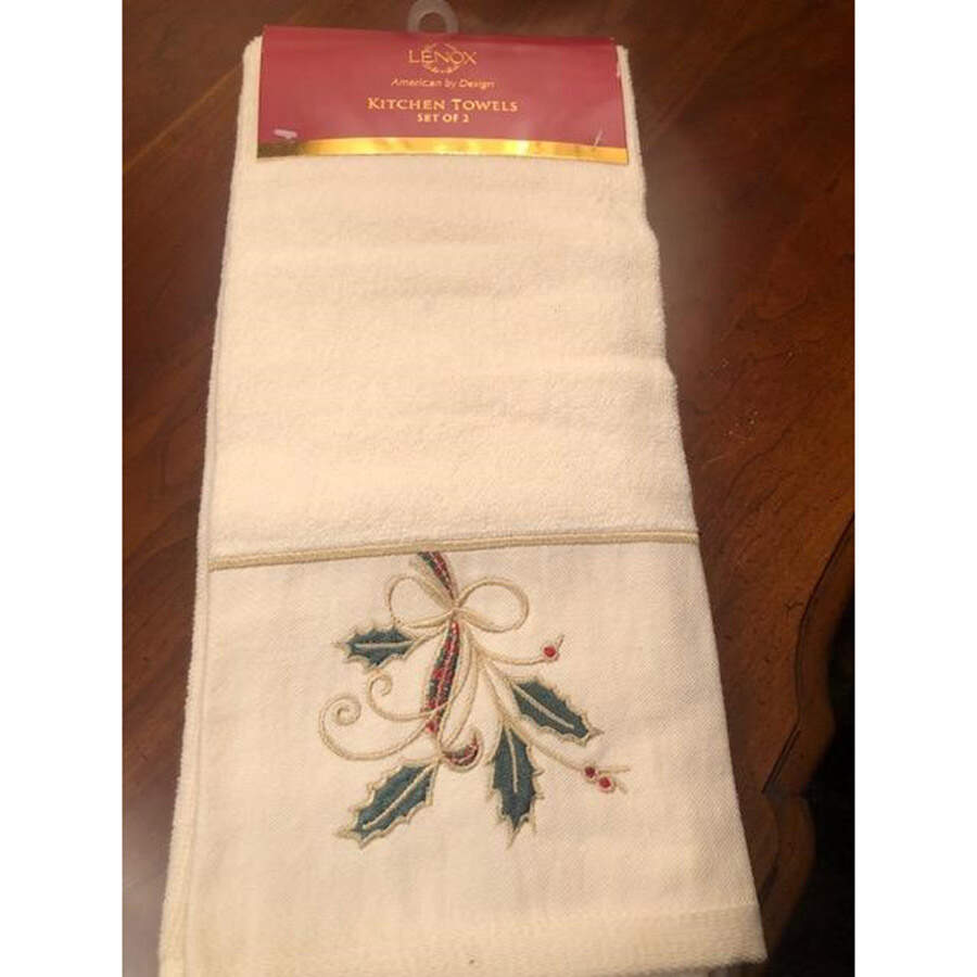 Holiday Nouveau Gold Cloth Kitchen Towels - Set of 2 by Lenox-1